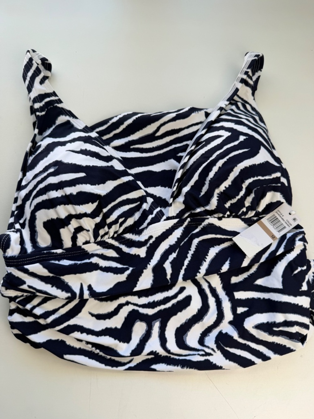 Anne Cole Women's Zebra Print Shirred V Neck Cutout Back One Piece Swimsuit - Picture 12 of 14